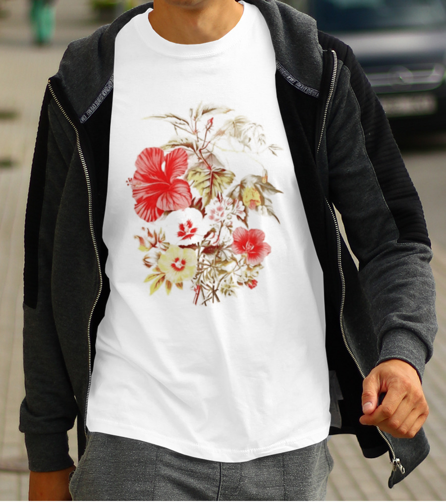 Hibiscus Mallow Cotton Floral Blossoms T-Shirt