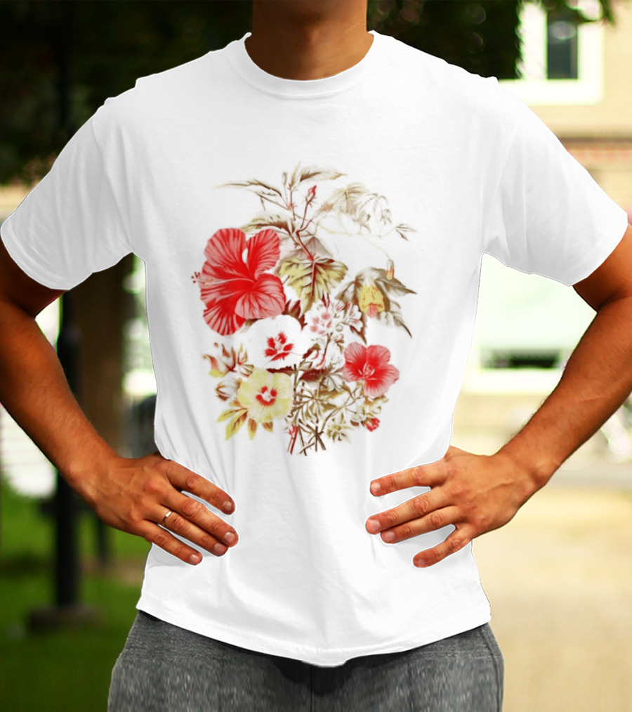 Hibiscus Mallow Cotton Floral Blossoms T-Shirt