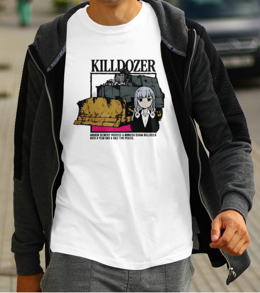 Killdozer Komatsu D355A Aharen Reina Anime Crossover Machinery T-Shirt