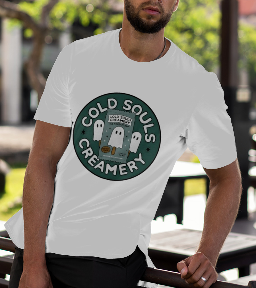 Cold Souls Creamery Ice Scream Bar Boo Nilla Ghost Ice Cream T-Shirt