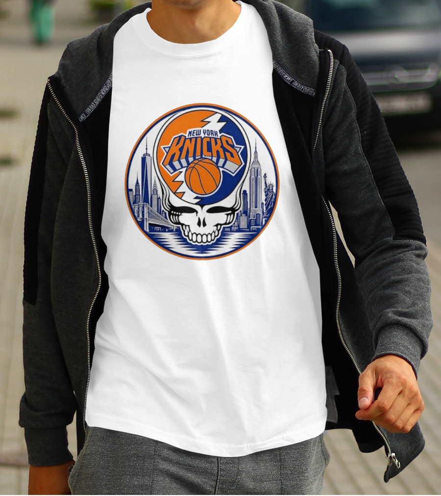New York Knicks Grateful Dead Skyline Basketball T-Shirt