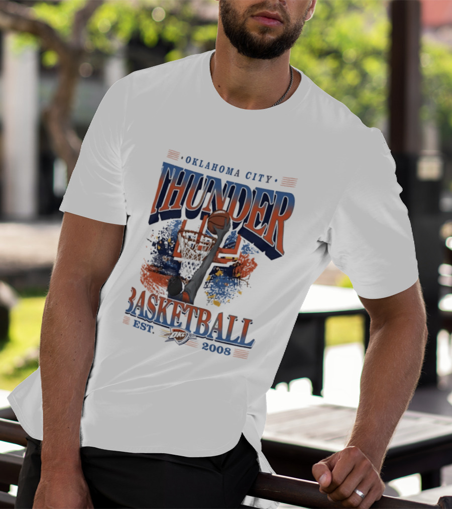 Oklahoma City Thunder Basketball Est 2008 OKC Slam Dunk Hoop T-Shirt