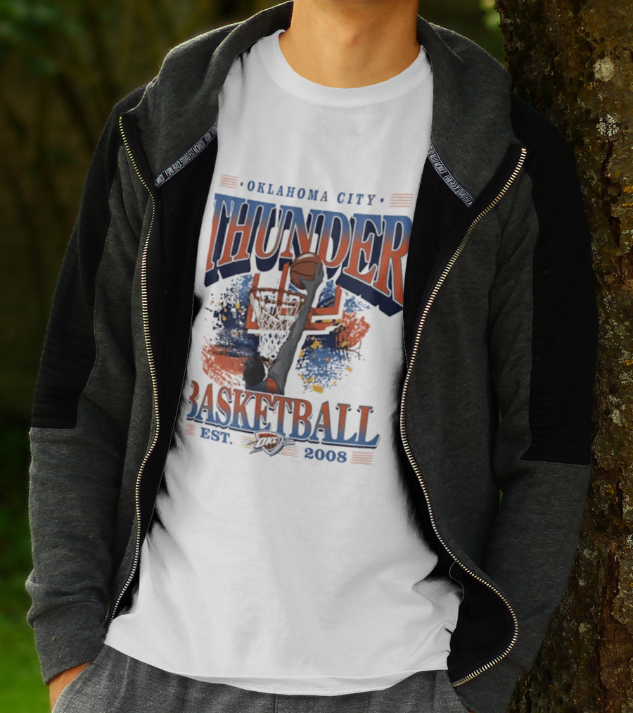 Oklahoma City Thunder Basketball Est 2008 OKC Slam Dunk Hoop T-Shirt