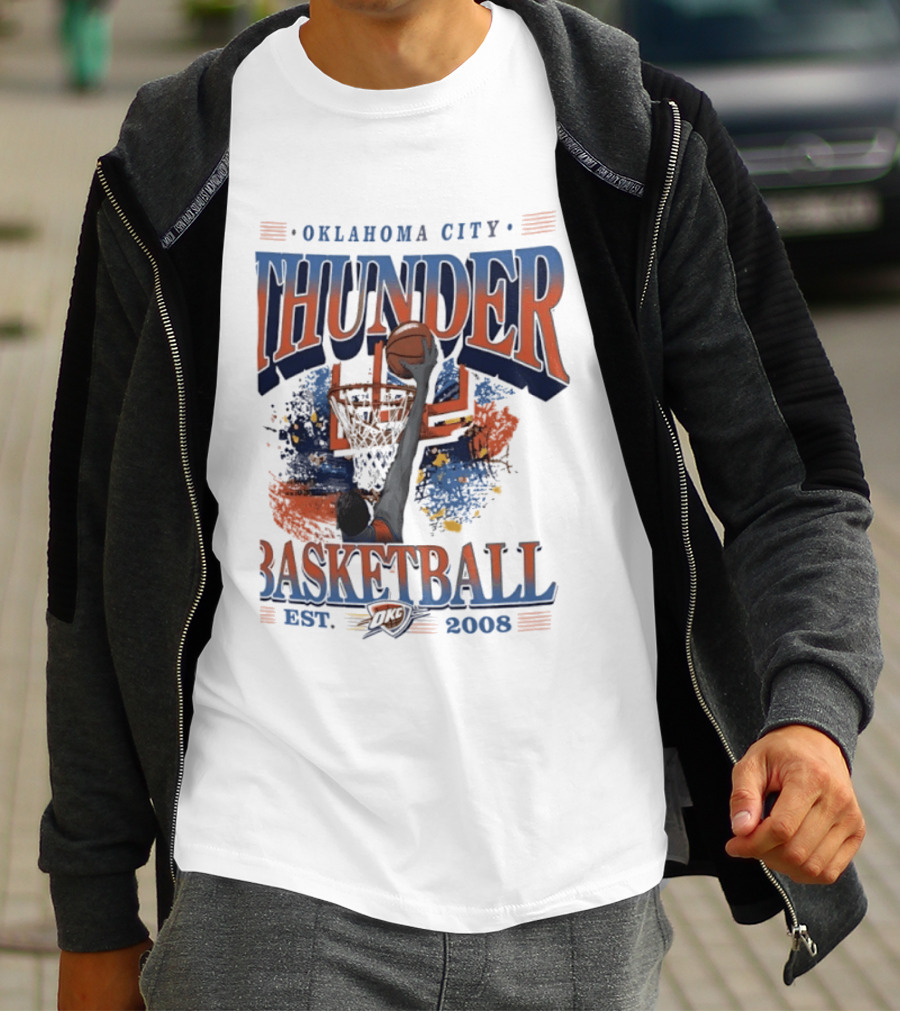 Oklahoma City Thunder Basketball Est 2008 OKC Slam Dunk Hoop T-Shirt
