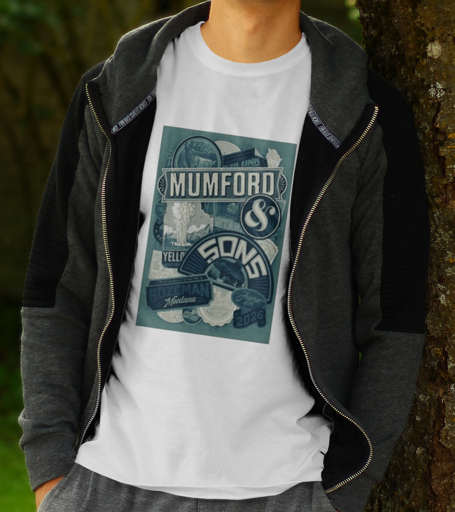 Mumford & Sons Bozeman Montana June 4 2026 Bobcat Stadium Yellowstone National Park T-Shirt