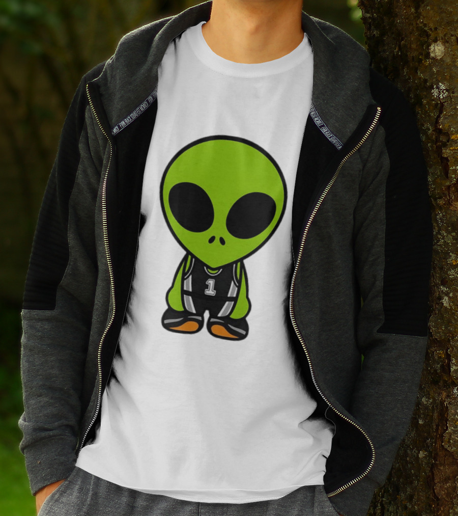 Alien Victor Wembanyama Cartoon Basketball Number 1 T-Shirt