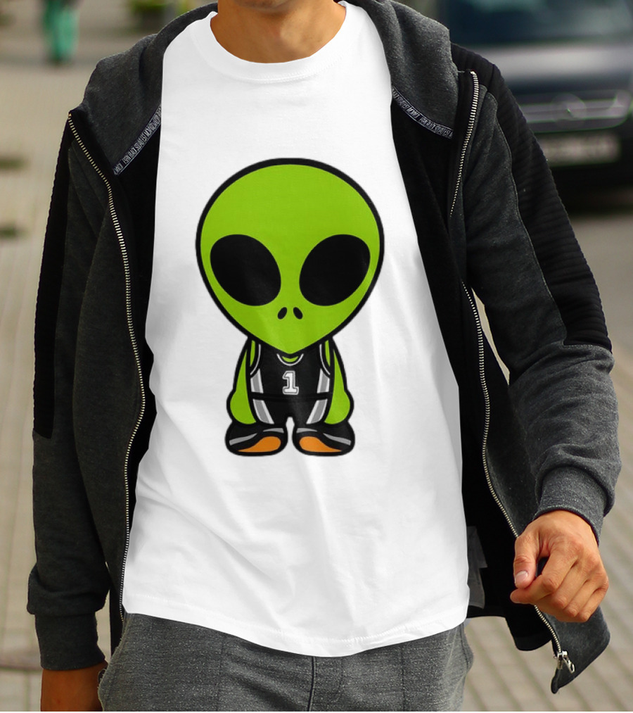 Alien Victor Wembanyama Cartoon Basketball Number 1 T-Shirt