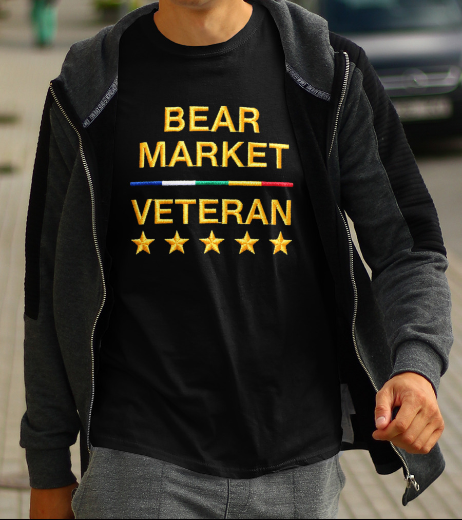 Bear Market Veteran Embroidered Text And Stars T-Shirt