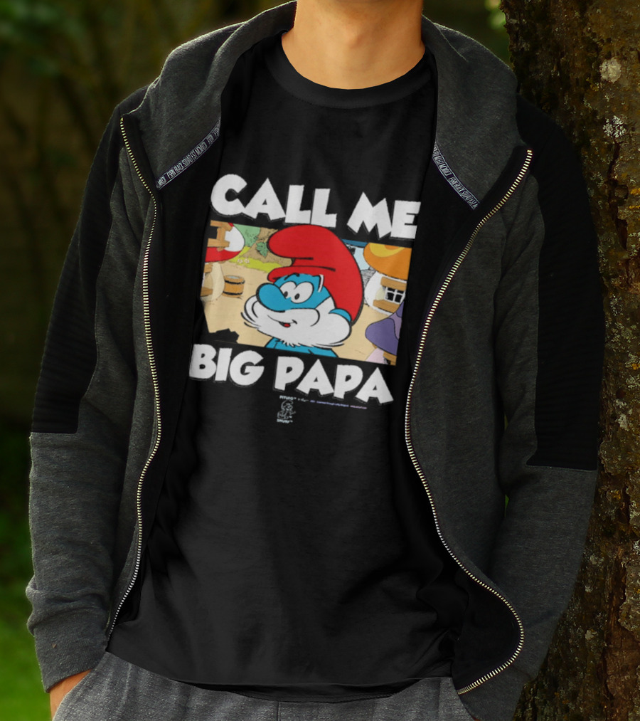 Call Me Big Papa Smurf Iconic Cartoon Character Scene T-Shirt