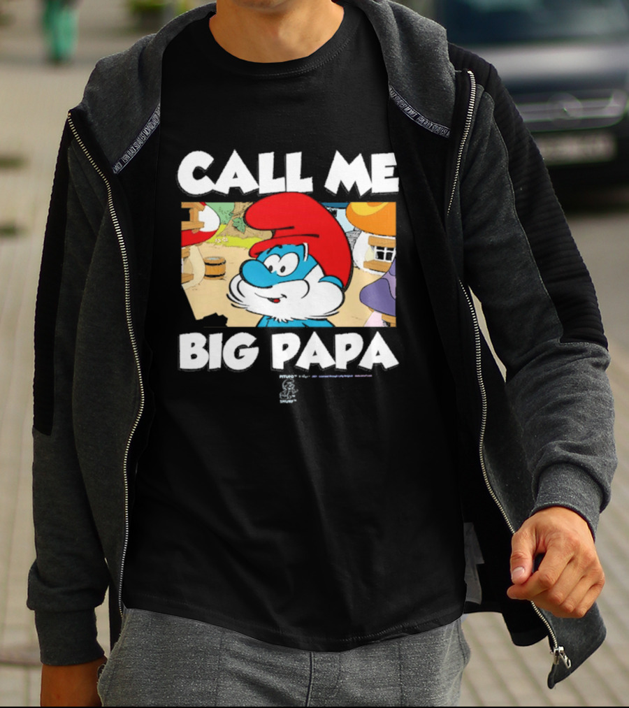 Call Me Big Papa Smurf Iconic Cartoon Character Scene T-Shirt