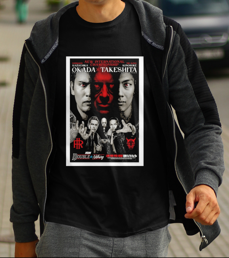 AEW International Championship Kazuchika Okada Vs Konosuke Takeshita Double Or Nothing 2026 Pay Per View T-Shirt
