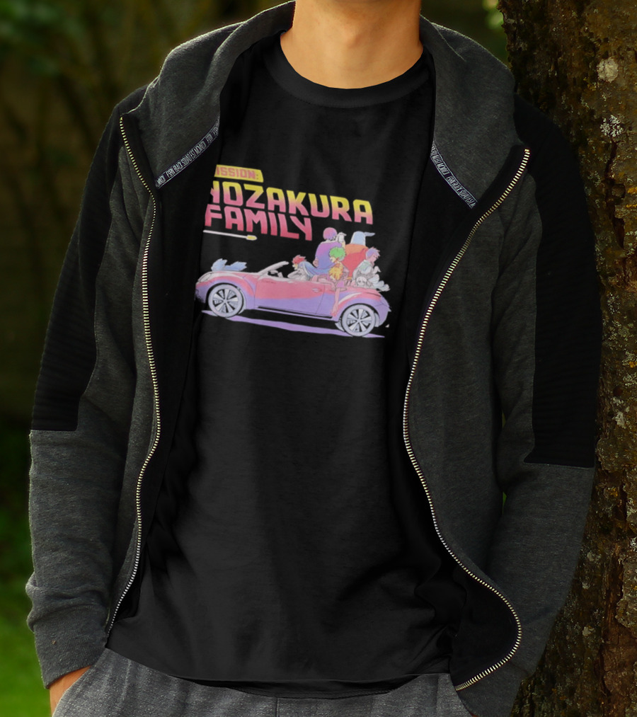 Mission Yozakura Family Anime Characters In Red Convertible Car T-Shirt