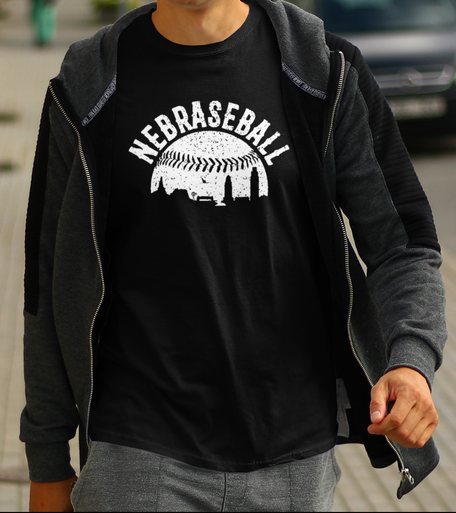 Nebraseball Skyline Nebraska Huskers Stadium Cityscape T-Shirt