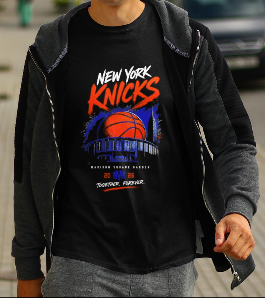 New York Knicks Madison Square Garden 2026 Together Forever Basketball Skyline T-Shirt