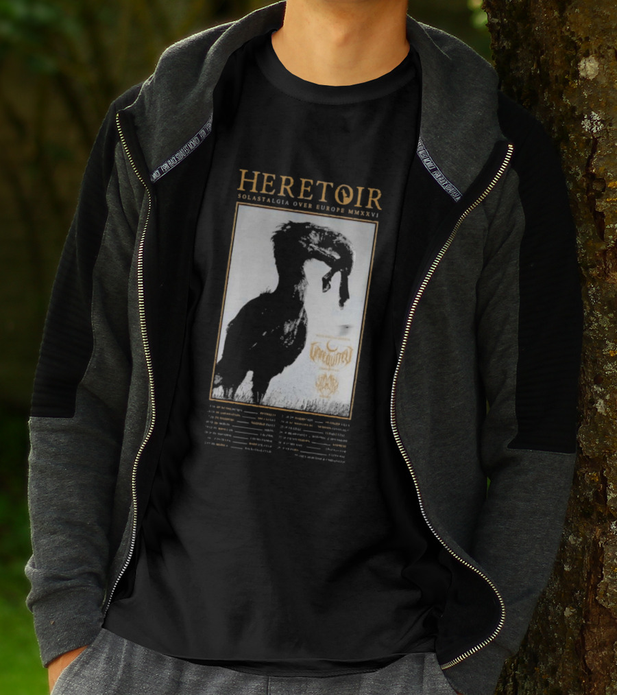 HERETOIR Solastalgia Over Europe MMXXVI Tour 2026 With Special Guests Farsot Agrypnie Black Crane T-Shirt