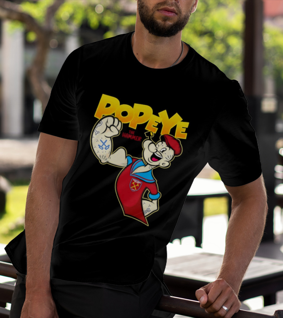 Popeye The Hammer West Ham United Crest Vintage Cartoon T-Shirt