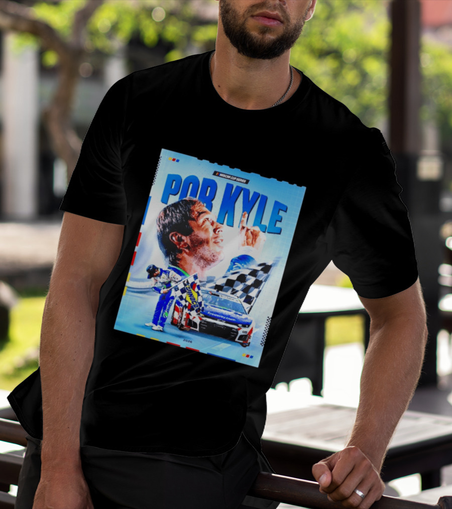 Nascar Cup Series Por Kyle 2026 Racing Celebration With Checkered Flag And Race Car T-Shirt