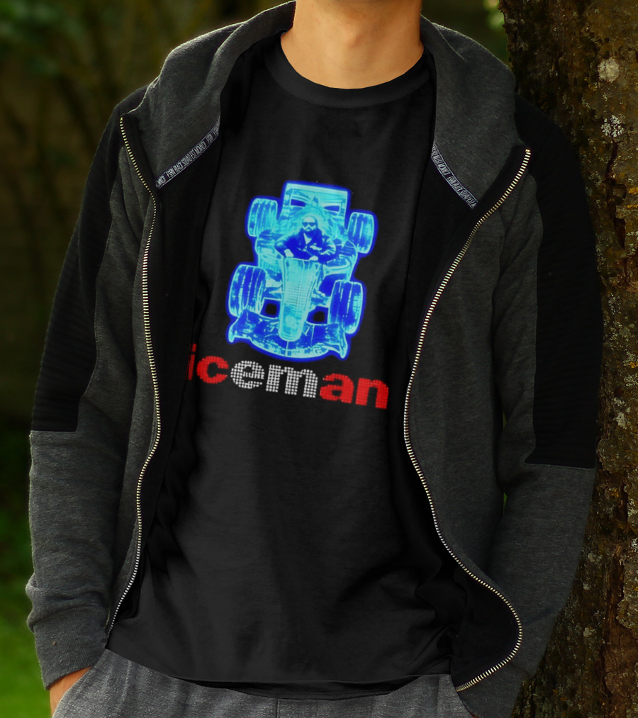 Iceman Kimi Räikkönen F1 Driver Holographic Car Racing Blue Red T-Shirt