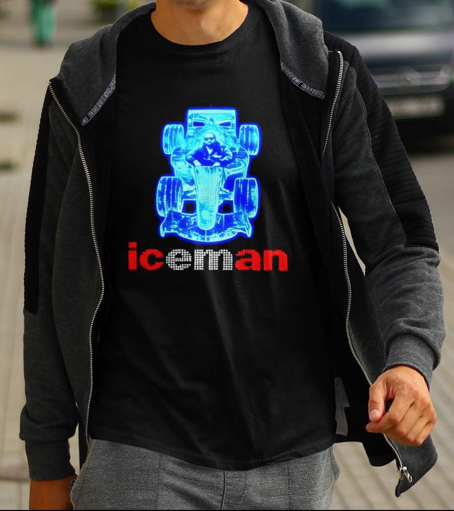 Iceman Kimi Räikkönen F1 Driver Holographic Car Racing Blue Red T-Shirt