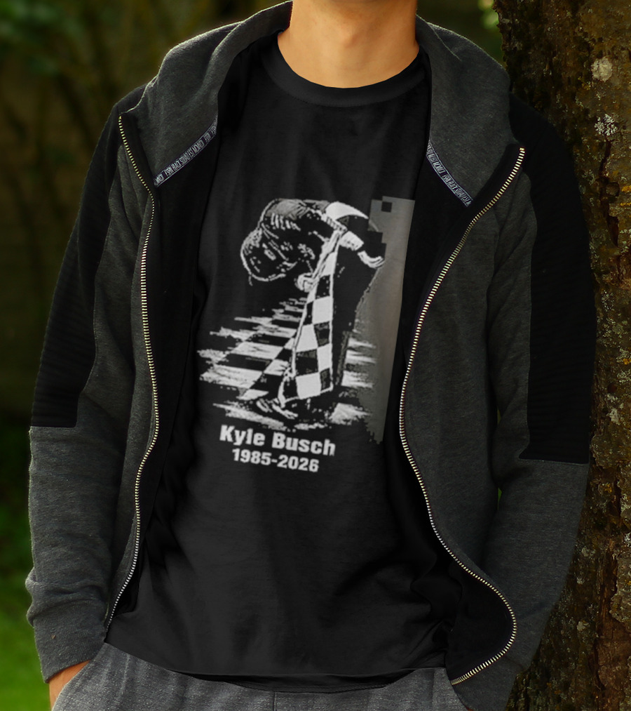 Kyle Busch 1985 2026 Racing Checkered Flag T-Shirt