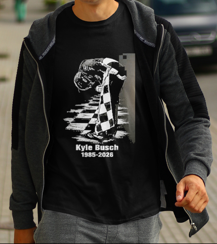 Kyle Busch 1985 2026 Racing Checkered Flag T-Shirt