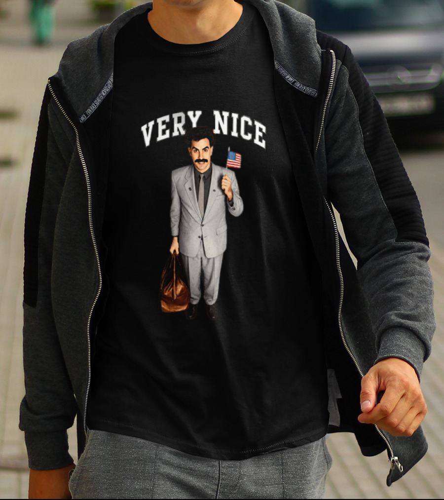 Sacha Baron Cohen Very Nice Borat Holding American Flag T-Shirt