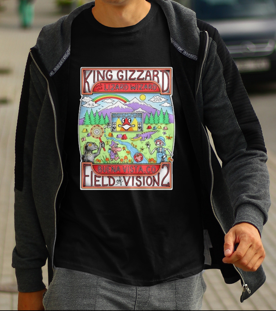 King Gizzard And The Lizard Wizard Field Of Vision 2 Buena Vista CO August 14 16 2026 T-Shirt