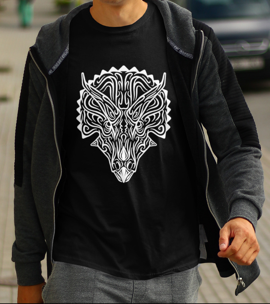 Triceratops Head Tribal T-Shirt