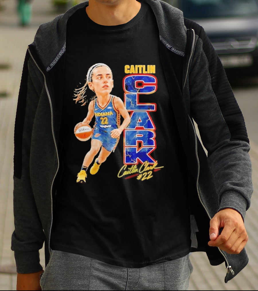 WNBA Indiana Fever Caitlin Clark 22 Basketball Caricature T-Shirt