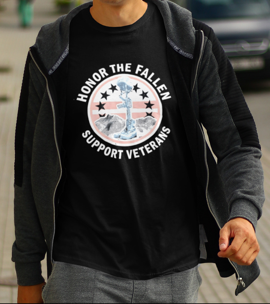 Honor The Fallen Support Veterans Soldier Memorial Stars Patriotic T-Shirt