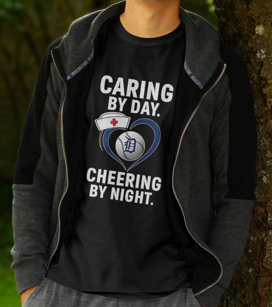 Caring By Day Nurse Baseball Fan Cheering By Night T-Shirt