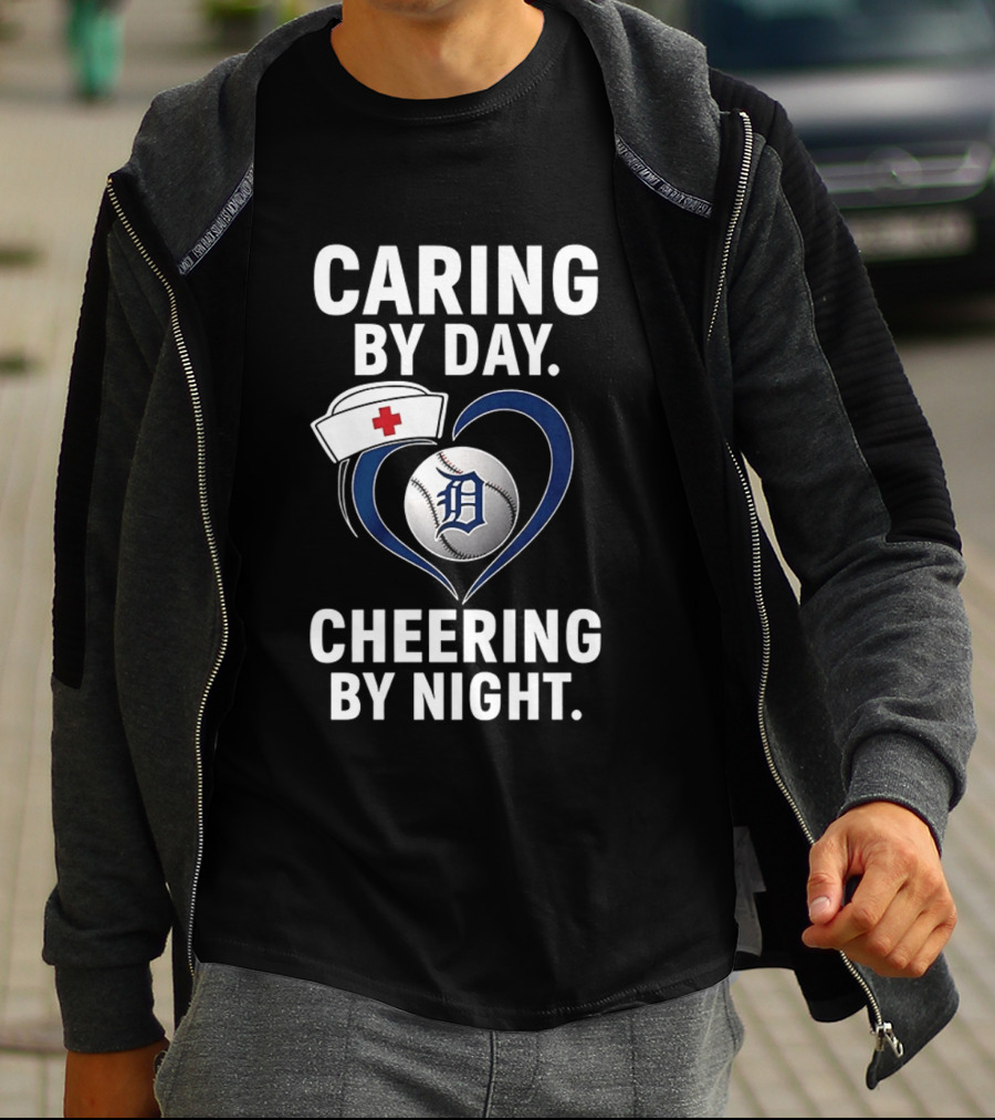 Caring By Day Nurse Baseball Fan Cheering By Night T-Shirt