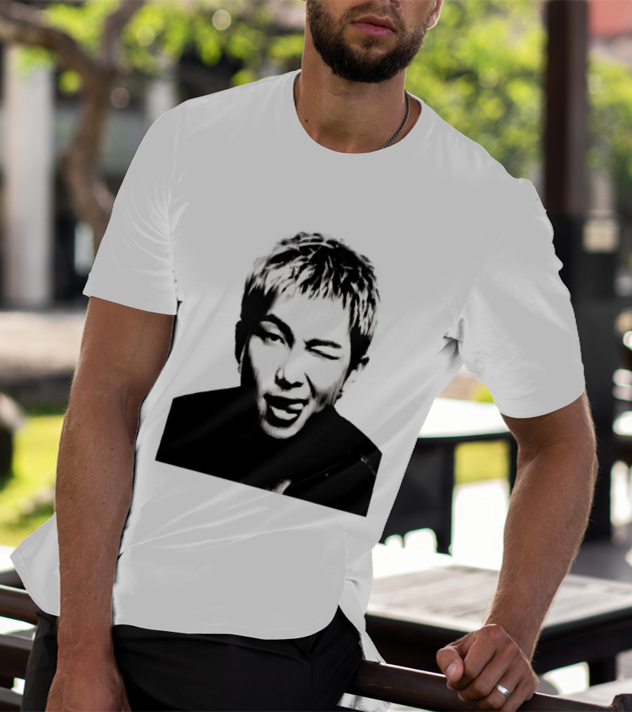 Kim Namjoon BTS K Pop Music Star Halftone Monochrome T-Shirt