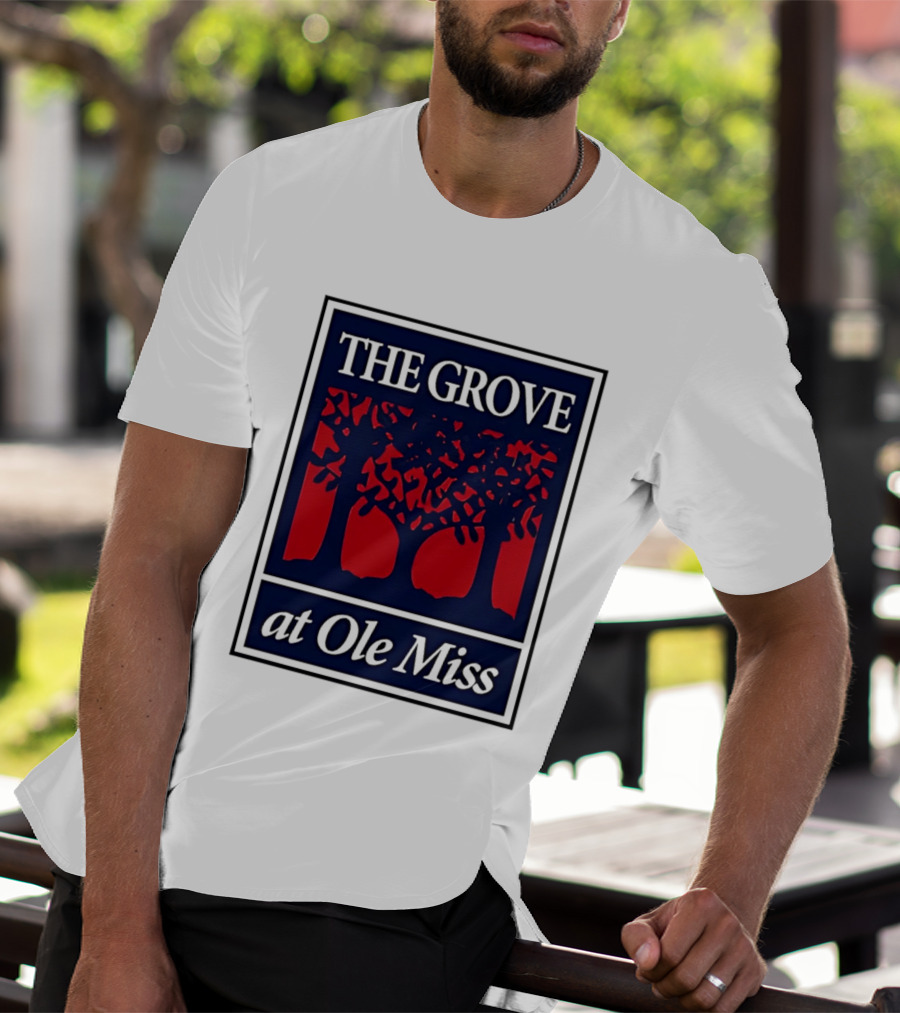 The Grove At Ole Miss Trees Red Blue T-Shirt