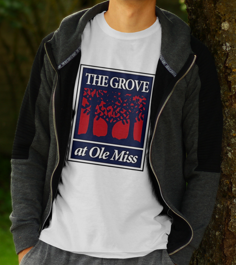 The Grove At Ole Miss Trees Red Blue T-Shirt