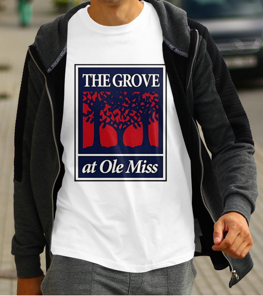 The Grove At Ole Miss Trees Red Blue T-Shirt
