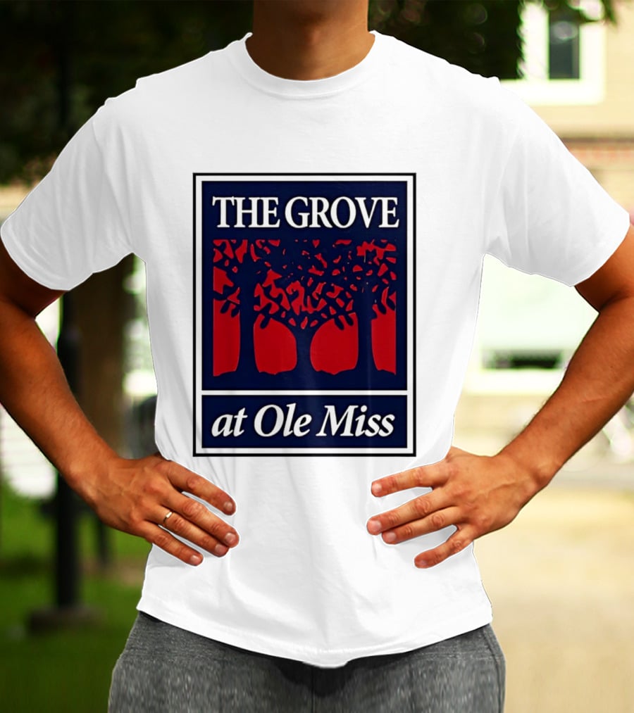 The Grove At Ole Miss Trees Red Blue T-Shirt