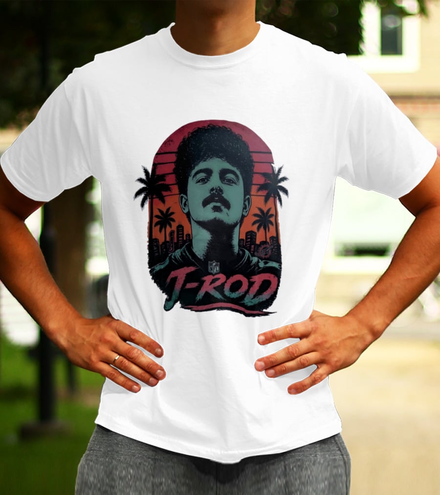 J ROD Miami Dolphins Vaporwave Aesthetic Neon Lights NFL T-Shirt