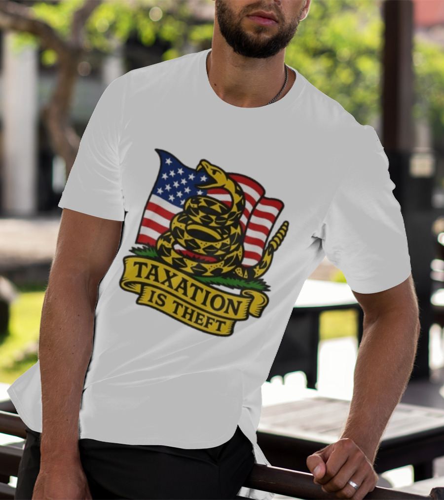 Gadsden Flag American Taxation Is Theft Protest With Snake And Flag T-Shirt