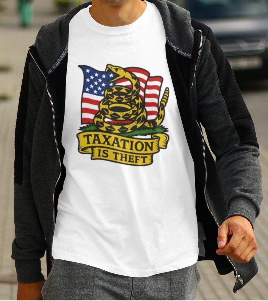 Gadsden Flag American Taxation Is Theft Protest With Snake And Flag T-Shirt