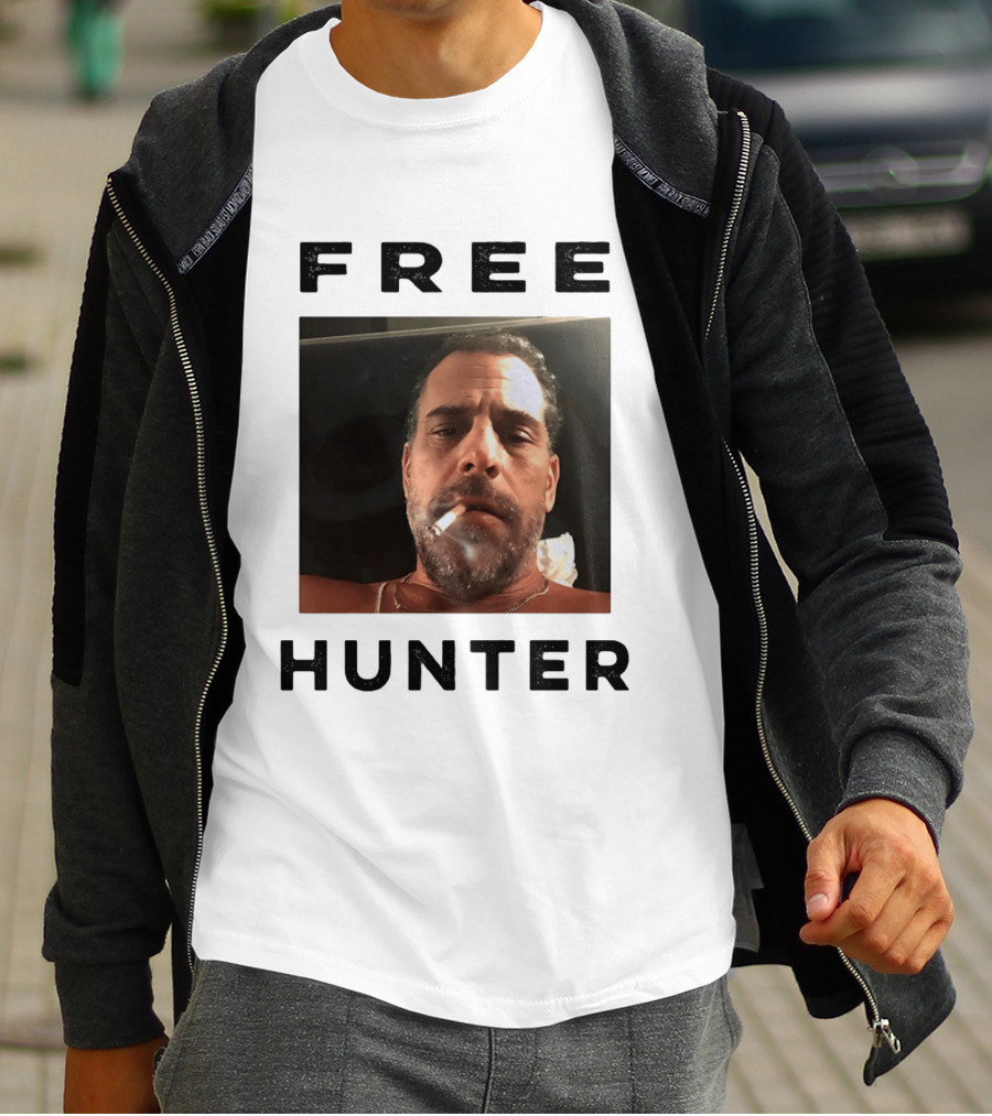 Hunter Biden Free Political Satire Shot Smoking T-Shirt