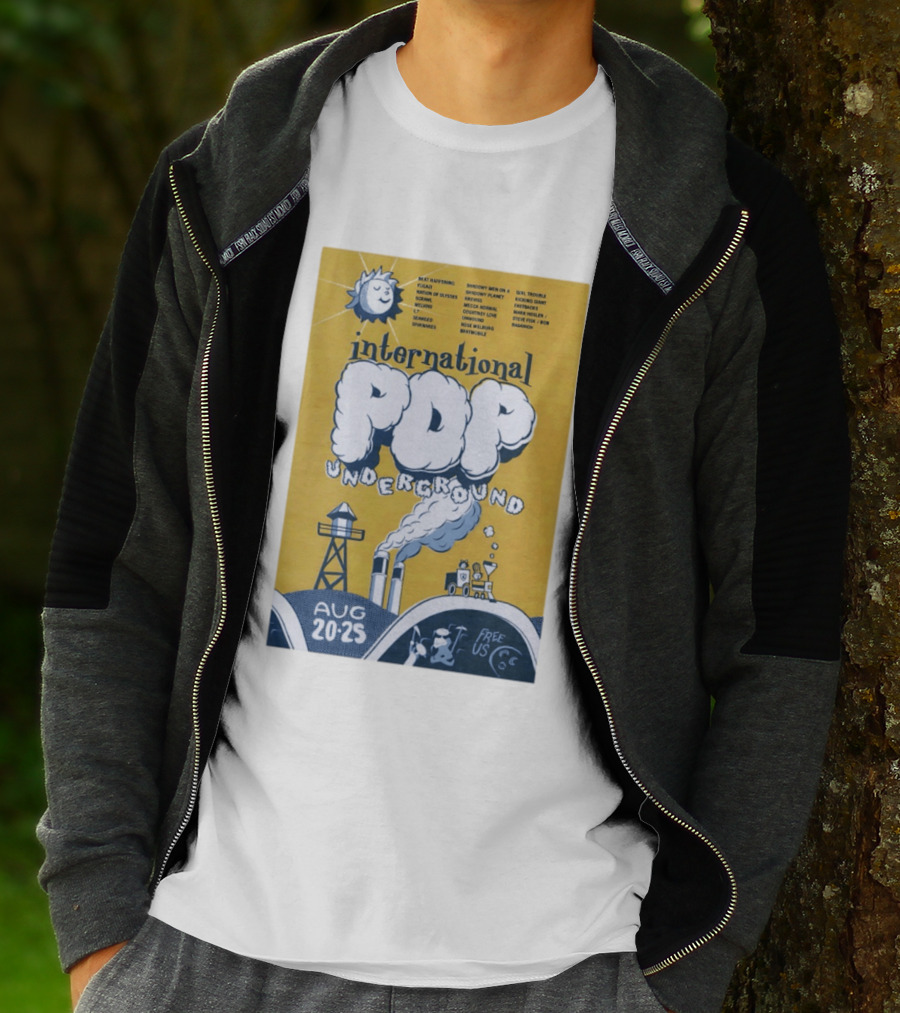 International Pop Underground Festival August 20 25 Beat Happening Fugazi Legend Of Yulesville Seaweed Спинанес Free Us T-Shirt