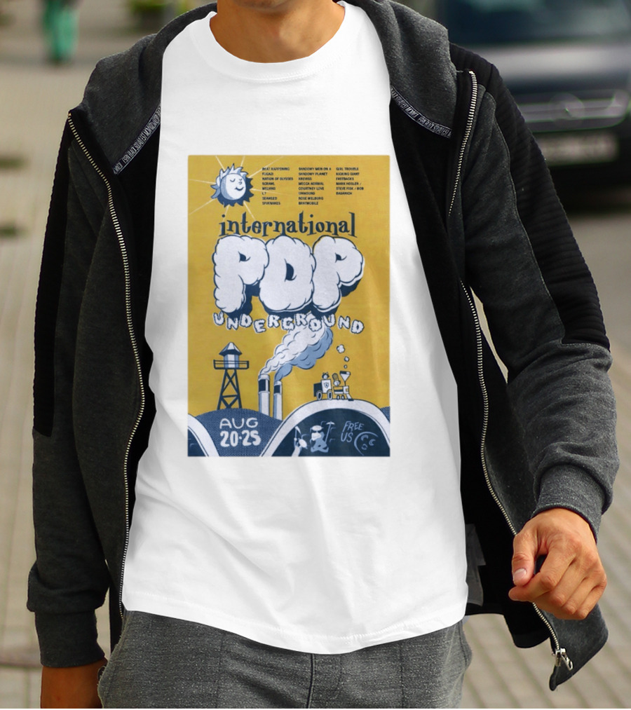 International Pop Underground Festival August 20 25 Beat Happening Fugazi Legend Of Yulesville Seaweed Спинанес Free Us T-Shirt