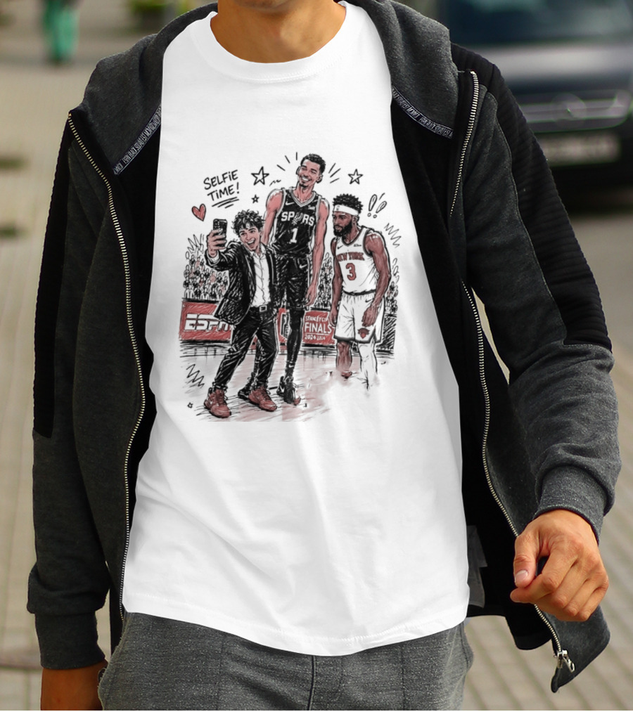 NY Knicks And San Antonio Spurs Selfie Time Finals Caricature T-Shirt