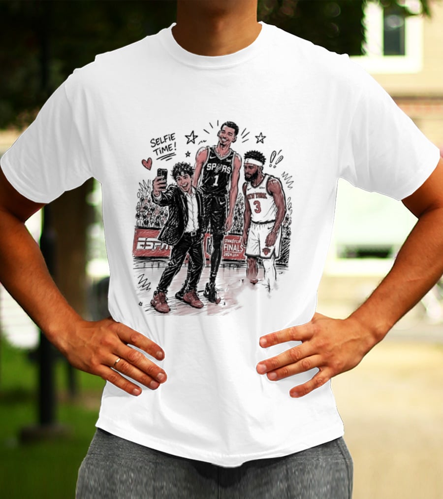 NY Knicks And San Antonio Spurs Selfie Time Finals Caricature T-Shirt