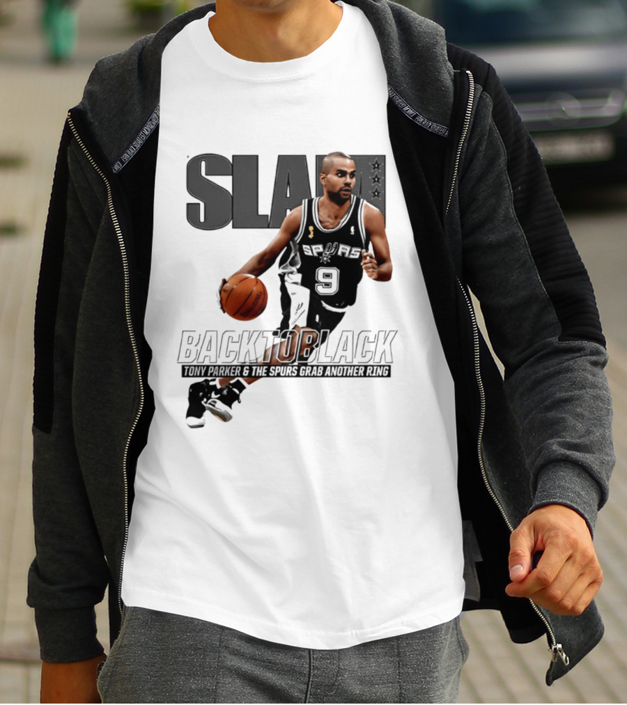 SLAM Back To Black San Antonio Spurs Tony Parker 9 Spurs Grab Another Ring T-Shirt
