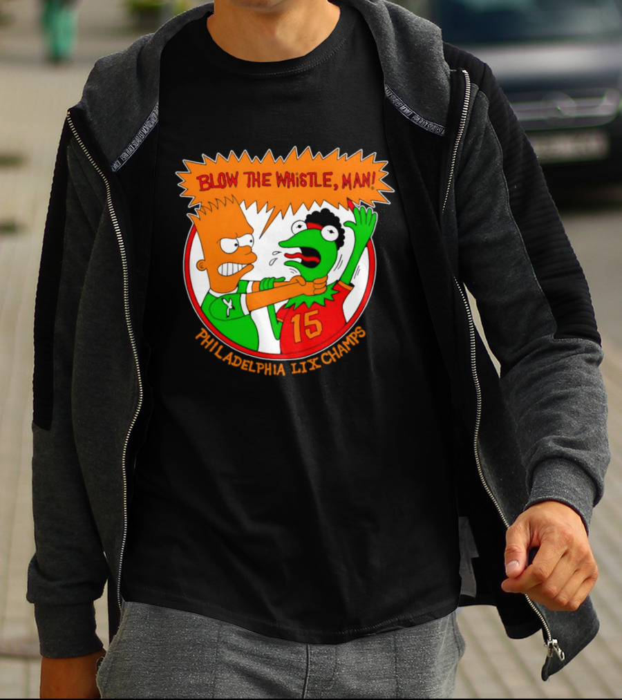 Bart Simpson Kermit The Frog Blow The Whistle Philadelphia LIX Champs T-Shirt