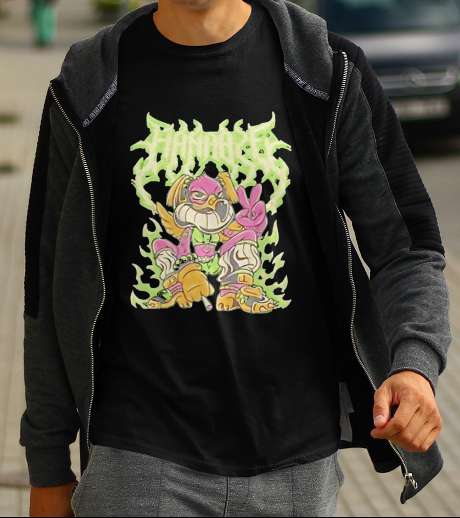 HAMMBRIK Chill Dog Flaming Peace Pose T-Shirt