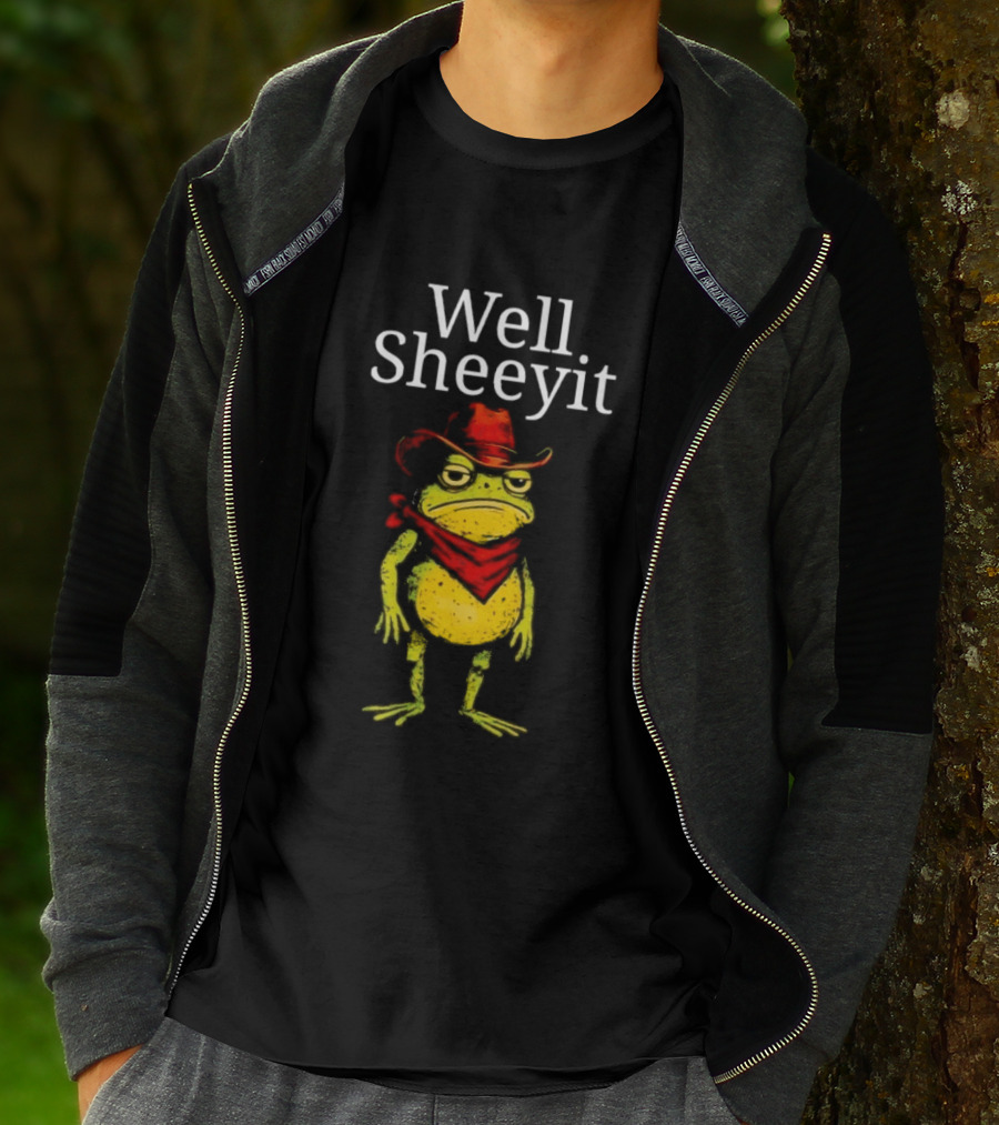 Well Sheeyit Frog Cowboy Hat And Bandana T-Shirt