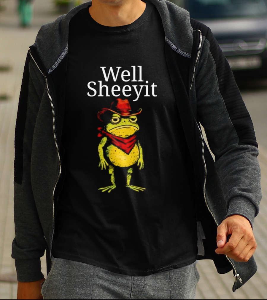 Well Sheeyit Frog Cowboy Hat And Bandana T-Shirt